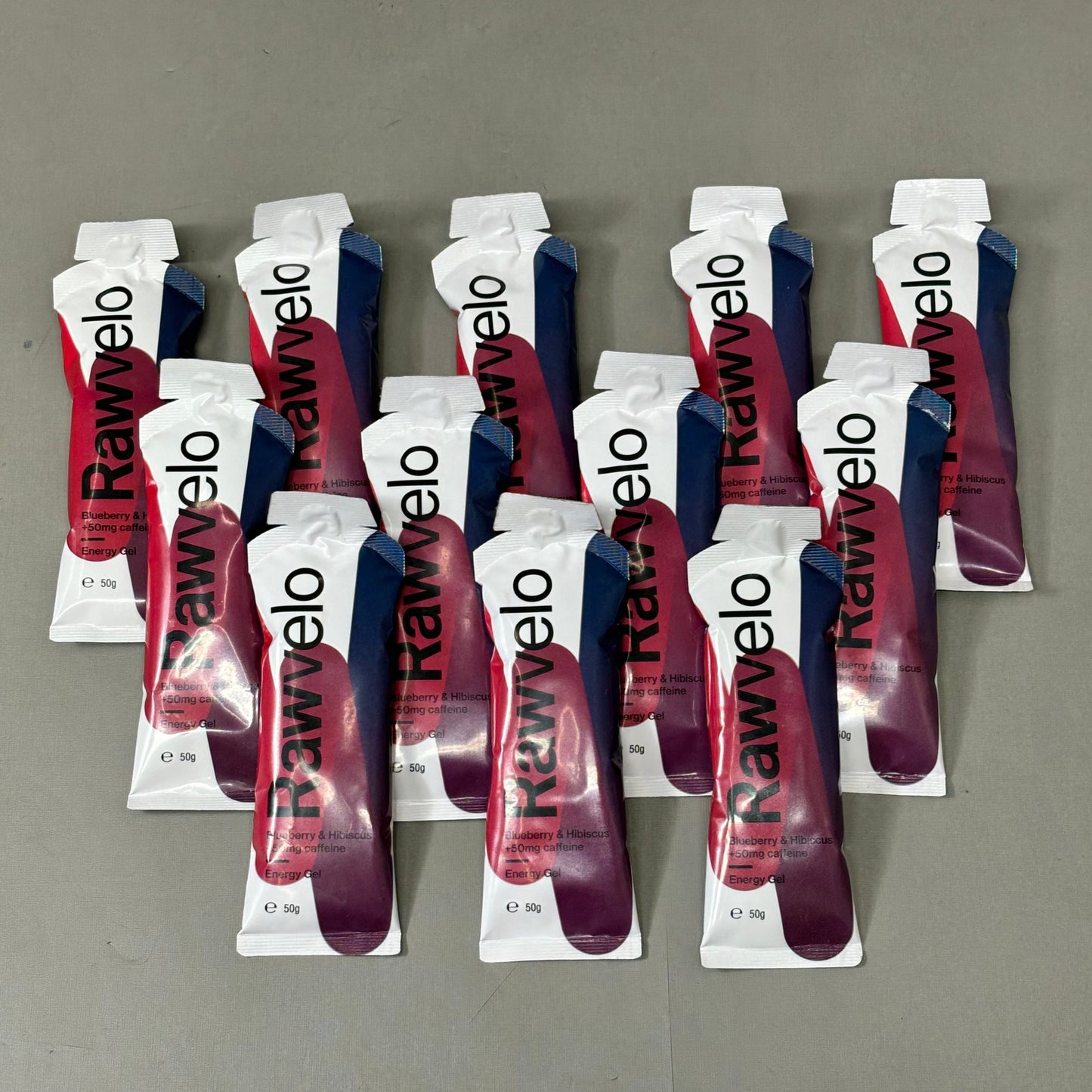 RAWVELO (12 Pack) Energy Gels All Natural Blueberry & Hibiscus Cycling Hiking Running 04/26